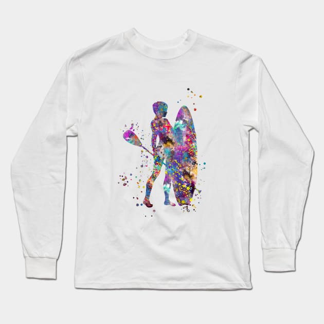 Paddle boarder Long Sleeve T-Shirt by RosaliArt